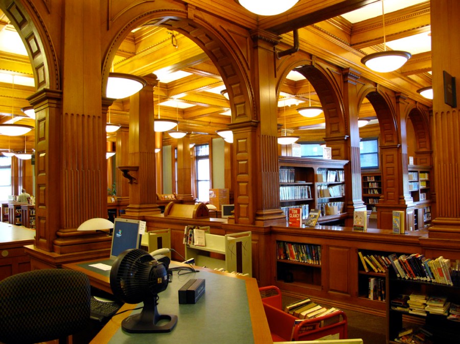 Interior arches in library, Lowell, MA